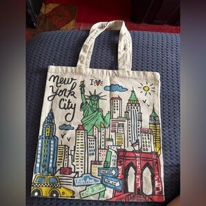 New York City Canvas Tote Bag with Skyline Print
